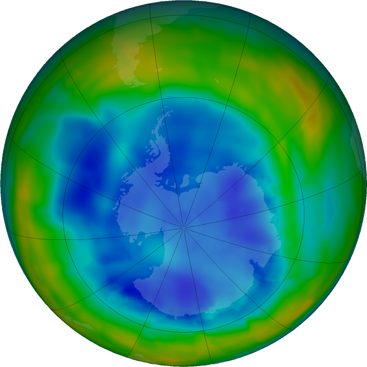 Antarctic ozone map for 17 August 2011